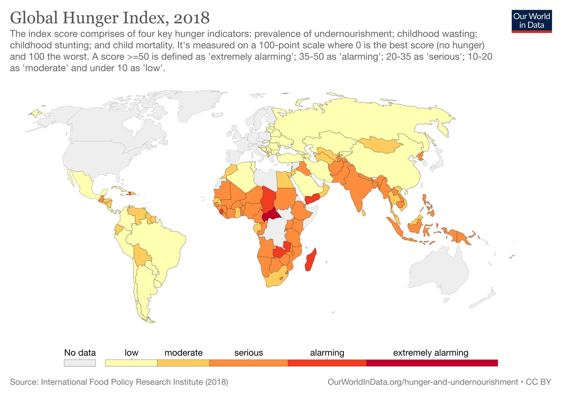 Photo: Global Hunger Index, 2018 (OurWorldInData) Photo: Global Hunger Index, 2018 (OurWorldInData)