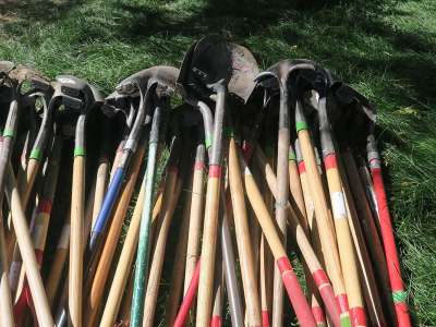 pile of shovels