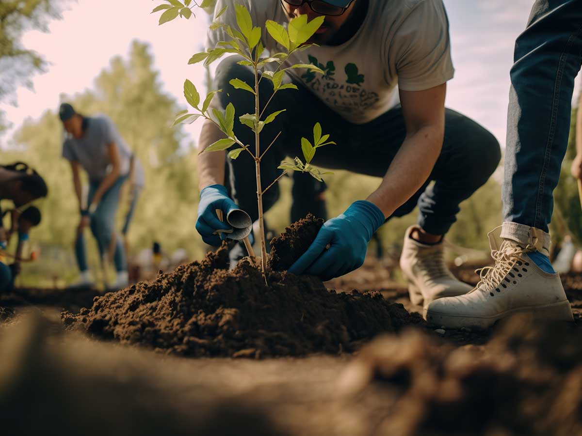 person planting tree